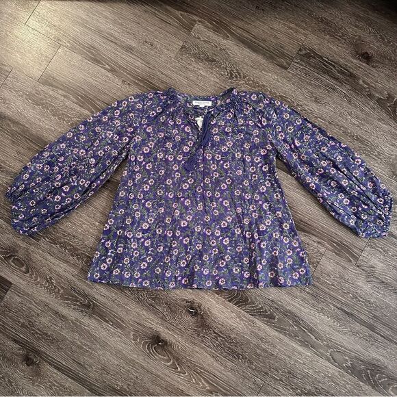 India Collection Emerson Fry Bardot Top Iris Wildflower New